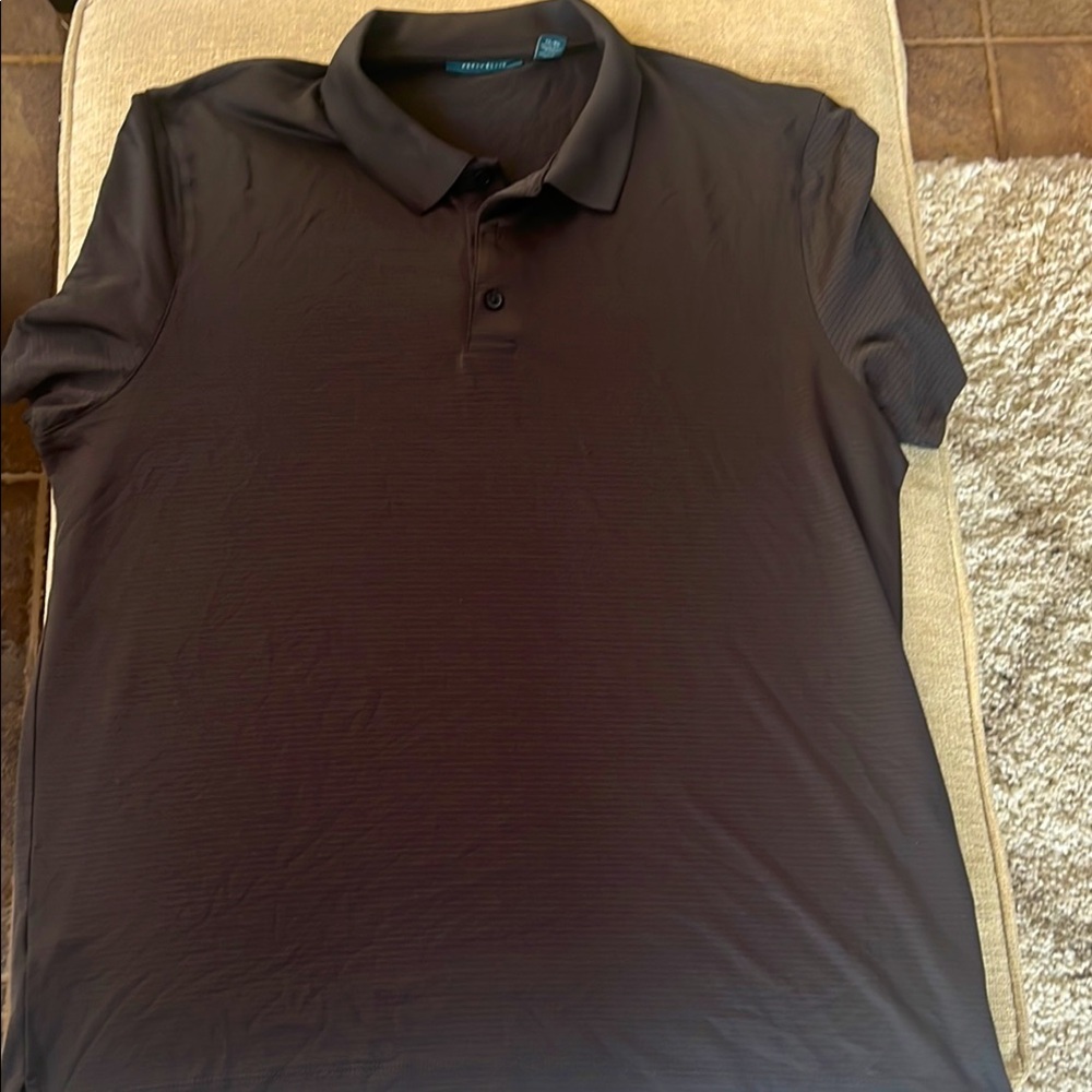Perry Ellis Men’s XL Dark Gray & Black Stripe Polo Shirt